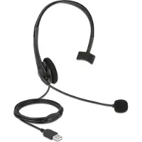 DeLOCK USB Mono Headset mit Lautstärkeregler für PC und Notebook - Ultra-Leicht, Kabelgebunden, 20 - 20000 Hz, 70 g, Kopfhörer, Schwarz