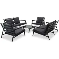 vidaXL 5-tlg. Garten-Lounge-Set mit Auflagen Aluminium Dunkelgrau