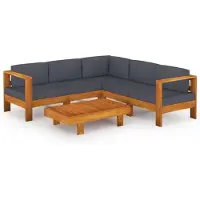 vidaXL 6-tlg. Garten-Lounge-Set mit Dunkelgrauen Auflagen Akazienholz
