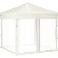 vidaXL Partyzelt Faltbar mit Seitenwänden Creme 2x2 m