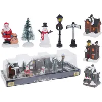 PerfectLED Miniatur Weihnachtsdorf mit LED Beleuchtung - 10-teiliges Set Figuren