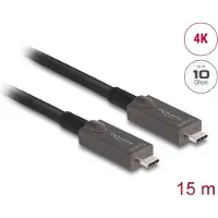 DeLOCK Aktives Optisches USB-C Video + Daten + PD Kabel 15 m, 15 m, USB C, USB C, USB 3.2 Gen 2 (3.1 Gen 2), 10 Gbit/s, Schwarz