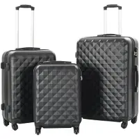 vidaXL Hartschalen-Trolley-Set 3 Stk. Schwarz ABS