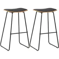 vidaXL Barhocker 2 Stk. Schwarz Kunstleder