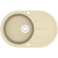 vidaXL Granitspüle Einzelbecken Oval Beige