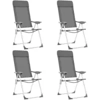 vidaXL Klappbare Campingstühle 4 Stk. Grau Aluminium