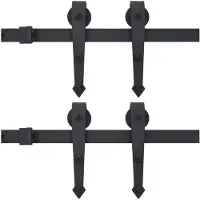 vidaXL Schiebetür-Beschlagsätze 2 Stk. 200 cm Stahl Schwarz