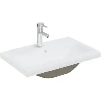 vidaXL Einbauwaschbecken mit Wasserhahn 61x39x18 cm Keramik Weiß