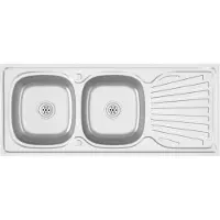 vidaXL Doppelspüle Silbern 1200x500x155 mm Edelstahl