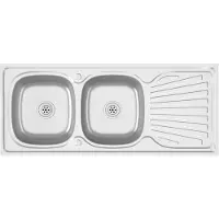 vidaXL Doppelspüle Silbern 1200x600x155 mm Edelstahl