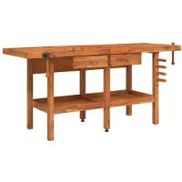 vidaXL Werkbank mit Schubladen Schraubstöcken 192x62x83 cm Akazienholz