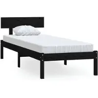 vidaXL Massivholzbett Schwarz Kiefer 90x200 cm