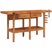 vidaXL Werkbank mit Schubladen Schraubstöcken 162x62x83 cm Akazienholz