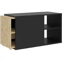 CALICOSY TV-Board "Slide", schwarz (schwarz perl, artisan eiche), B:129cm H:49,2cm T:39,9cm, Sideboards, TV-Board, 1 oder 2 Auszüge, mit Rollen, ausziehbar auf ca. 129 bzw. 195 cm