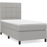vidaXL Boxspringbett mit Matratze Hellgrau 100x200 cm Stoff