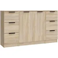 vidaXL Sideboards 3 Stk. Sonoma-Eiche Holzwerkstoff