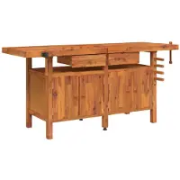 vidaXL Werkbank mit Schubladen Schraubstöcken 192x62x83 cm Akazienholz