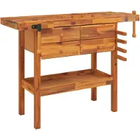 vidaXL Werkbank mit Schubladen Schraubstöcken 124x52x83 cm Akazienholz