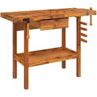 vidaXL Werkbank mit Schublade und Schraubstöcken 124 x 52 x 83 cm Massivholz Akazie