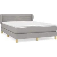vidaXL Boxspringbett mit Matratze Hellgrau 140x190 cm Stoff