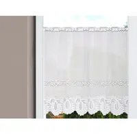 Home wohnideen Gardine "LEONORA, 1 Stück, Stangendurchzug, halbtransparent" Gr. 1, weiß, B:100cm H:80cm, Wirkware, Polyester, Gardinen, Gardine, Kurzstore Jacquard, Scheibengardine
