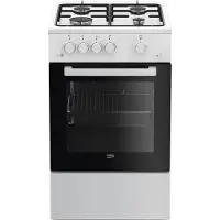 Beko FSG52020FW, Freistehender Herd, Schwarz, Weiß, Tasten, Drehregler, Weiß, Oben rechts/links, Gaskochfeld