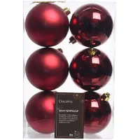 Christmas Decoration Weihnachtskugeln 8cm Kunststoff Christbaumkugeln bruchsicher bordeaux weinrot