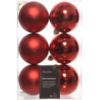 Ksd 6 rote Weihnachtskugeln 80 mm (rood)