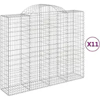 vidaXL Gabionen mit Hochbogen 11Stk. 200x50x160/180cm Verzinktes Eisen