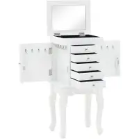 vidaXL Schmuckvitrine aus MDF und Kiefernholz 27 x 57 x 20 cm Weiß