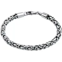 KUZZOI Armkette "Armband Königskette Klassik 925 Silber" Gr. 190, grau, Armbänder, Herren, 190, Silber 925 (Sterlingsilber), Armkette