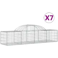 vidaXL Gabionen mit Hochbogen 7 Stk. 200x50x40/60 cm Verzinktes Eisen