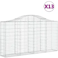 vidaXL Gabionen mit Hochbogen 13Stk. 200x30x100/120cm Verzinktes Eisen