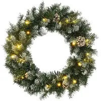 vidaXL Weihnachtskranz mit LED-Leuchten Grün 45 cm PVC