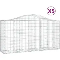 vidaXL Gabionen mit Hochbogen 5 Stk. 200x50x100/120cm Verzinktes Eisen