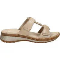 Ara Pantolette "HAWAII", Damen, Gr. 43, Leder, beige (sand metallic), Veloursleder, Schuhe Pantolette, Keilabsatz, Sommerschuh, Schlupfschuh mit Schmuckelement