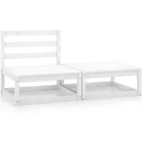 vidaXL 2-tlg. Garten-Lounge-Set Weiß Kiefer Massivholz
