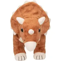 Depesche 12684 Dino World-Kuscheltier Dinosaurier Triceratops mit braunem Fell