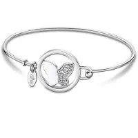 Lotus Armreif "Essentials - Schmetterling", silber (edelstahlfarben, kristallweiß, kristallweiß), Armbänder, Damen, Edelstahl, Armreif, mit Glasstein