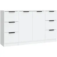 vidaXL Sideboards 3 Stk. Weiß Holzwerkstoff