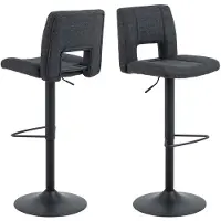 Actona Barhocker GROUP "Sylvia Barstuhl, Höhenverstellbar", grau (dunkelgrau), B:41,5cm H:115cm T:52cm, 100% Polyester, Hocker, Barhocker, Trompetenfuß, Gasfeder, drehbar, vertikale Nähte, 2er-Satz
