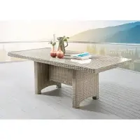 Destiny Gartentisch Luna Weiß Tisch Polyrattan Geflechttisch 200 x 100 Esstisch