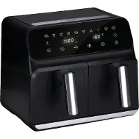 Alpina Double Airfryer XL 8L - Heißluftfritteuse für 4 bis 8 Personen - Fassungsvermögen 2x4L - Digitalanzeige - Fritteuse 1700 W - Sync Finish Funktion - Schwarz