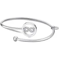 Lotus Armspange "Essentials - Infinity Unendlichkeitsschleife", silber (edelstahlfarben, kristallweiß, kristallweiß), Armbänder, Damen, Edelstahl, Armspange, mit Glasstein
