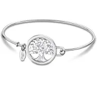 Lotus Armreif "Essentials - Baum des Lebens", edelstahlfarben, kristallweiß, kristallweiß, Armbänder, Damen, Edelstahl, Armreif, mit Glasstein