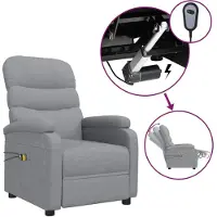 vidaXL Massagesessel Elektrisch Hellgrau Stoff