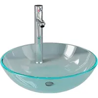 vidaXL Waschbecken mit Wasserhahn und Ablaufgarnitur aus gehärtetem