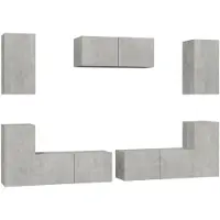 vidaXL 7-tlg. TV-Schrank-Set Betongrau Holzwerkstoff