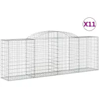 vidaXL Gabionen mit Hochbogen 11 Stk 300x50x100/120cm Verzinktes Eisen