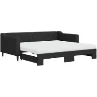 vidaXL Tagesbett Ausziehbar mit Matratzen Schwarz 90x190 cm Stoff